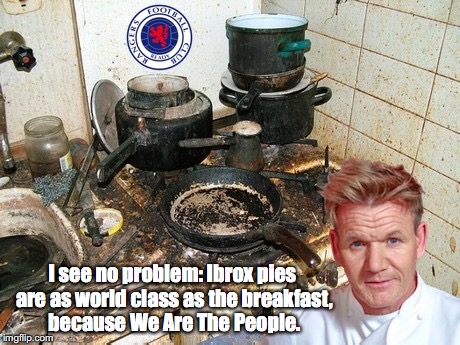 Ibrox kitchen gigged for unsanitary pies.