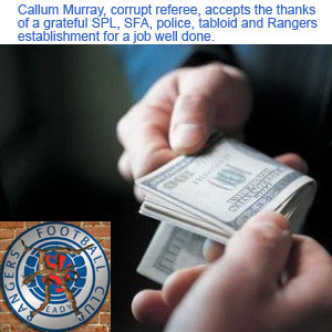 Callum Murray, corrupt referee, accepts thanks for a job well done